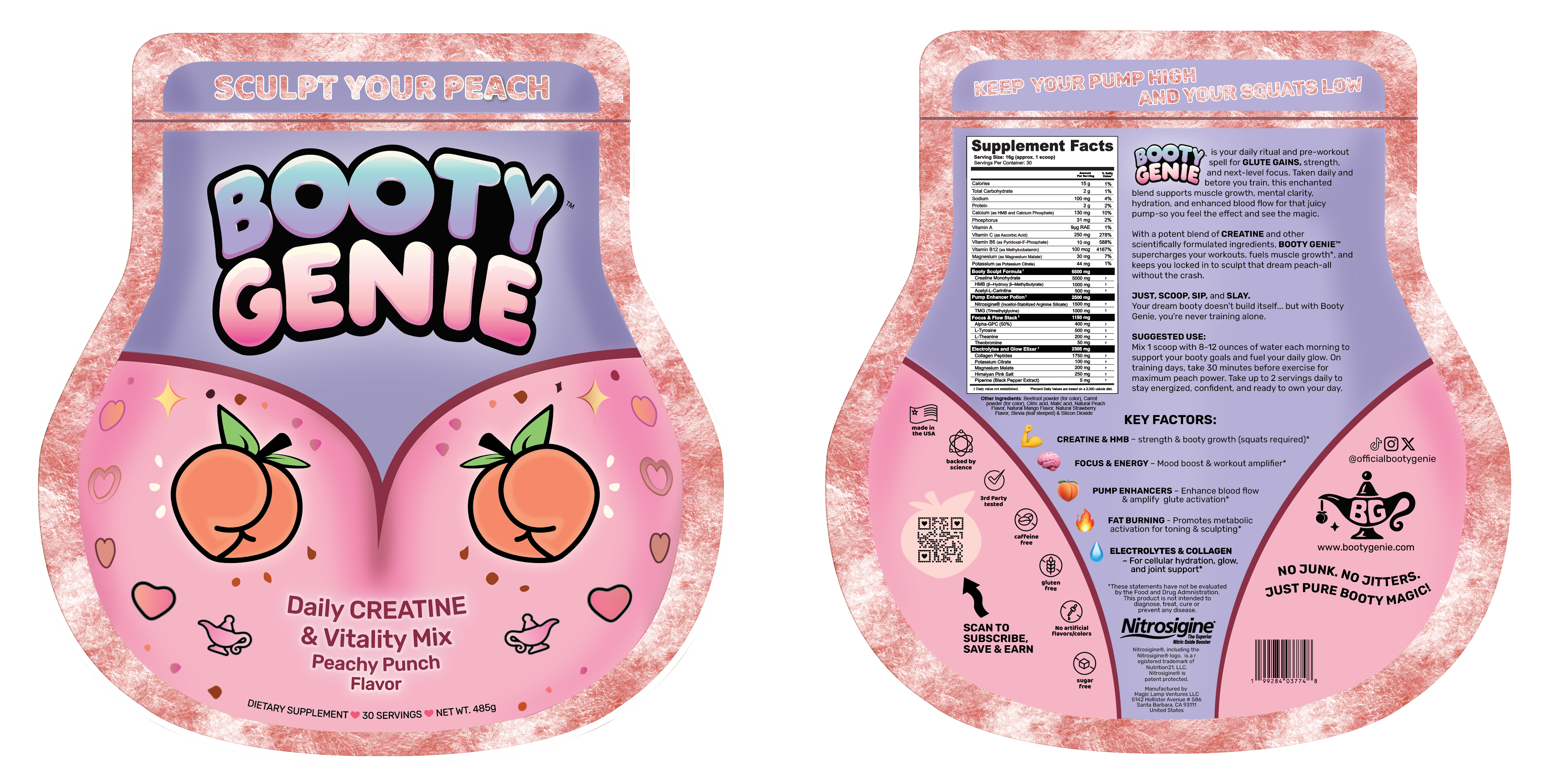 Booty Genie Product Packaging - Front and Back View